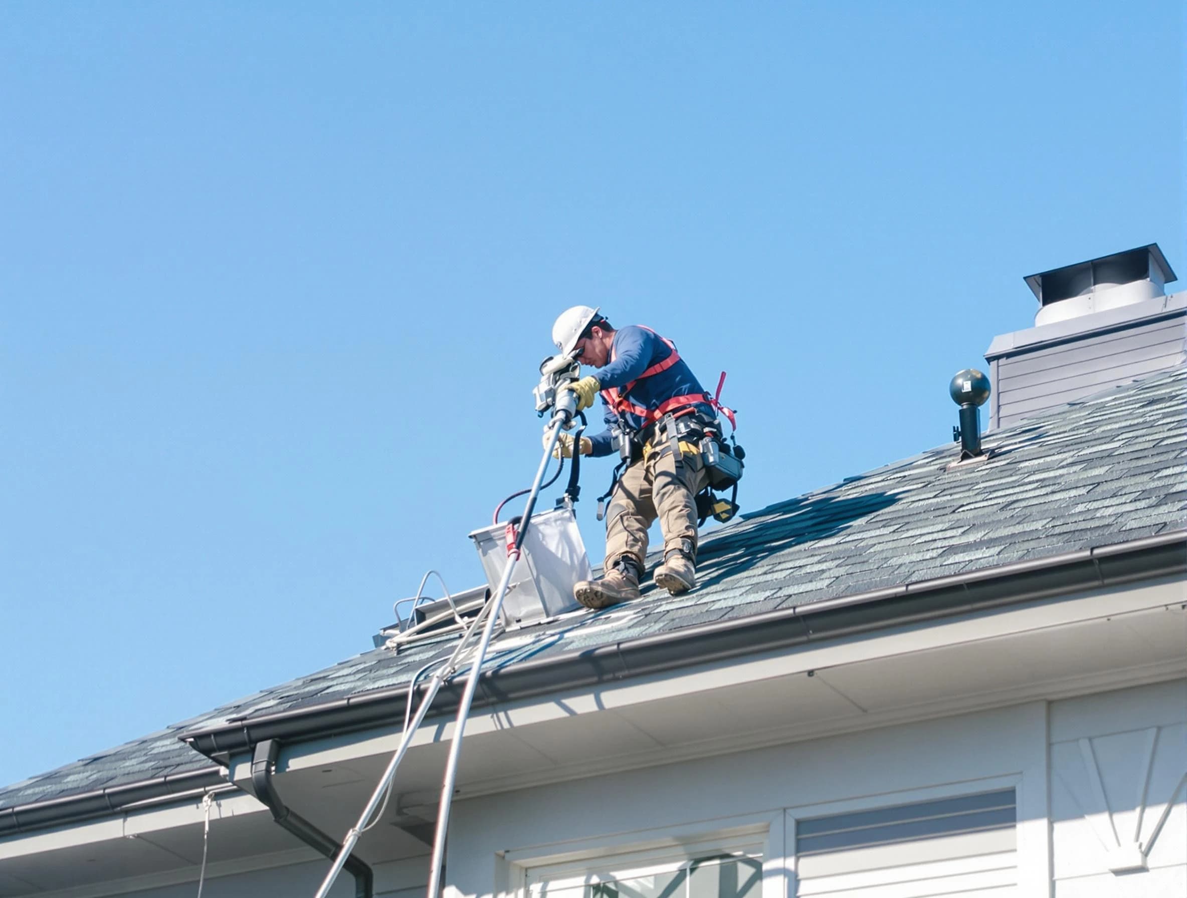 Grayson Valley Dryer Vent Cleaning certified technician cleaning a roof-mounted dryer vent system in Grayson Valley
