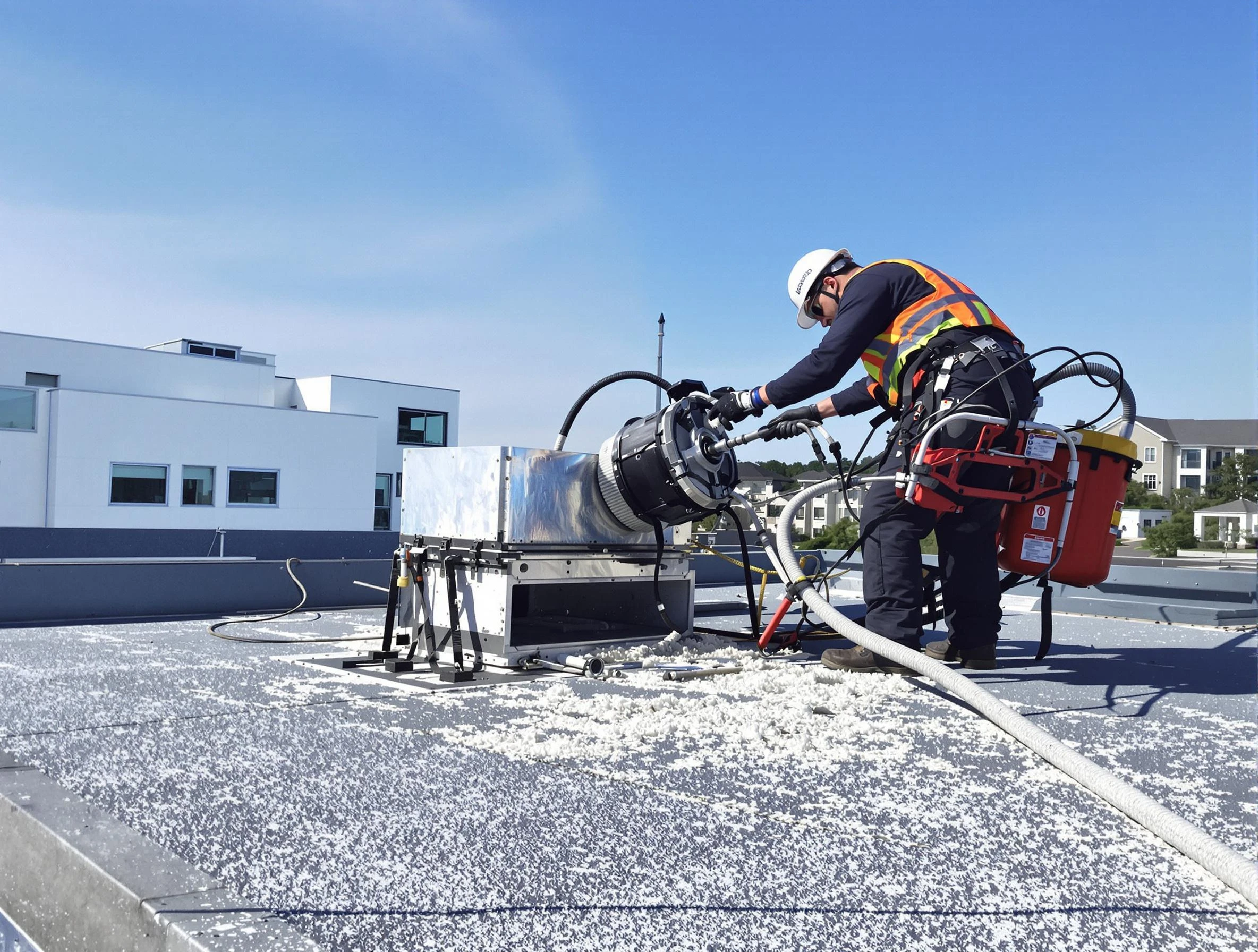 Cleaning Dryer Vent On Roof in Grayson Valley